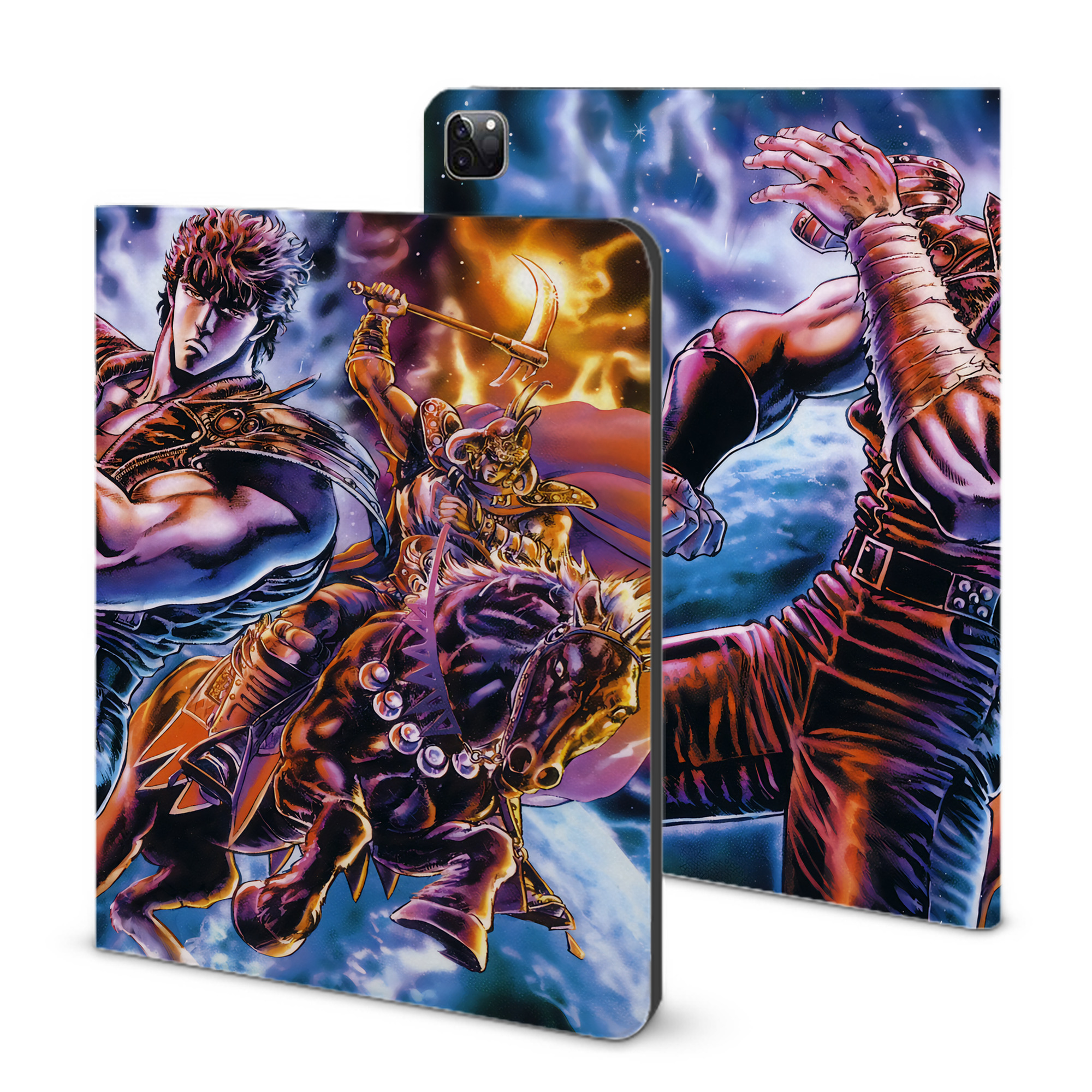 （画像用） 北斗の拳 Fist of the North Star IPad ケース ブック型 PUレザー TPU 耐衝撃 軽量 薄型 ペン収納なし 全面保護 IPad 各モデル対応